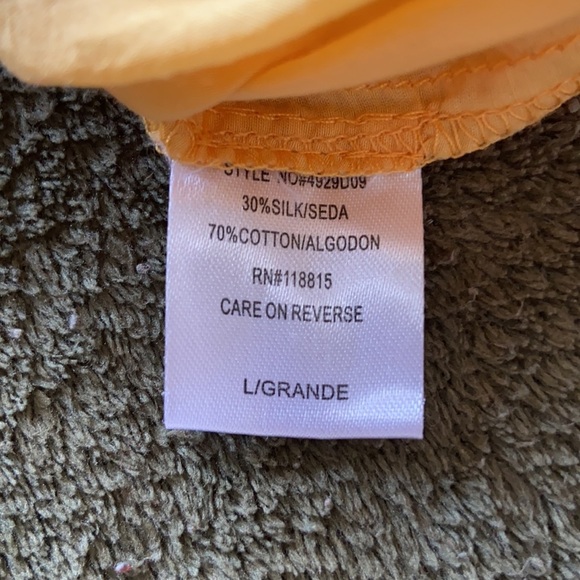 LeShop Butter Yellow Silk Blend Racer Back Cami Tank Top Boho Embroidered Size L - Picture 10 of 12